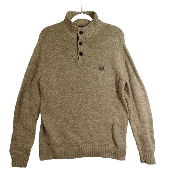 Chaps By Ralph Lauren Men’s Brown Knit Pullover Sweater Sz Medium Elbow Patches - Picture 3 of 14